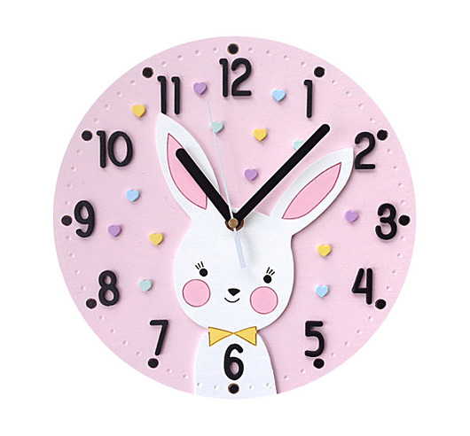 pokój dziecka - różne Zegar dla dziewczynki z króliczkiem