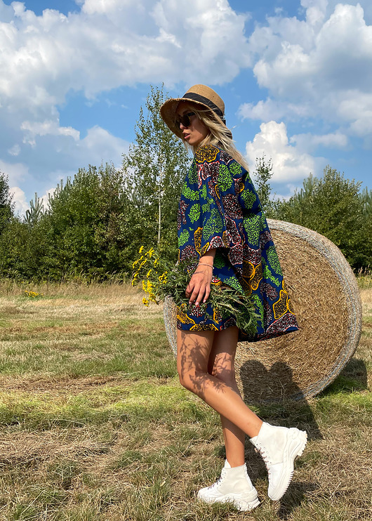 sukienki mini damskie Piękne granatowe kimono Just Nature