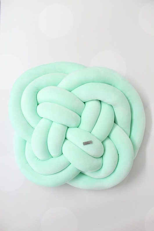 poduszki supły FLOWER KNOT PILLOW=rozeta=yellow=miętowy