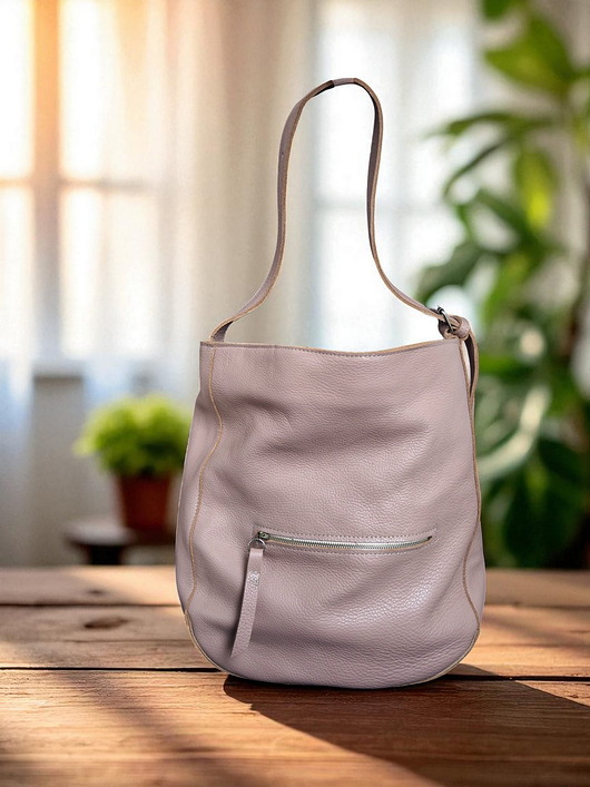 torby na ramię Brudny róż duża skórzana torba