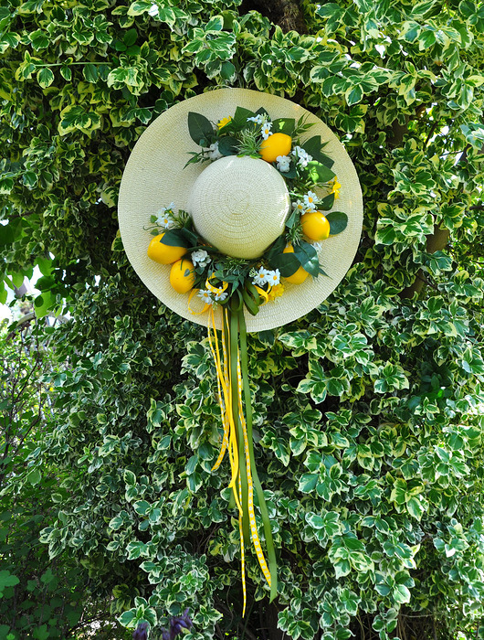 wianki Kapelusz-wianek na drzwi cytrynowy