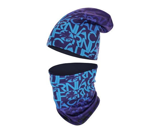 czapki damskie Zestaw czapka z kominem granatowy dla morsa ciepły polarowy bawełniany