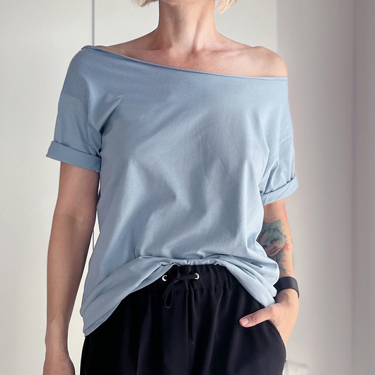 t-shirt damskie Bladoniebieski Oversize