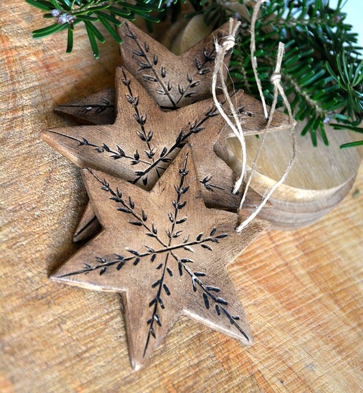 dekoracje świąteczne Gwiazdki ceramiczne 2 sztuki