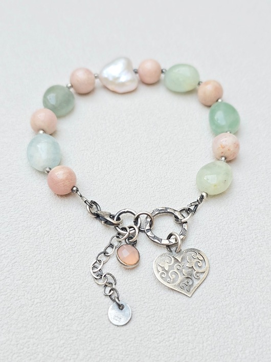 bransoletki srebrne Bransoletka Ażurowe Serce w  Pastelach