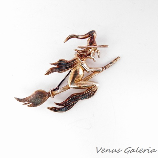 Broszka srebrna- Duża wiedźma brązowa VENUS GALERIA
