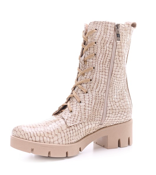 botki damskie Botki skórzane -  krokodyl beż  (6666) BOSCCOLO