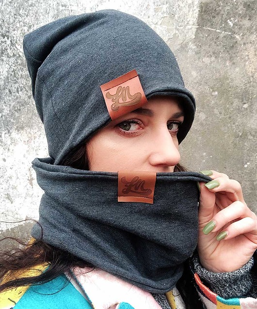 czapki damskie Cienka czapka unisex przejściowa grafitowa