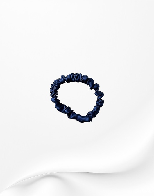 gumki do włosów Jedwabna scrunchie gumka frotka wąska micro granatowa