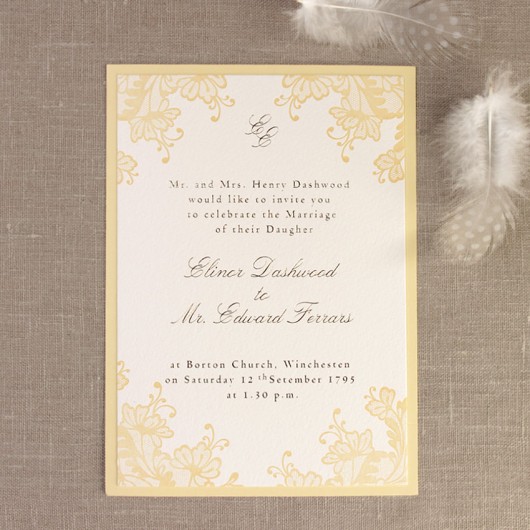 Zaproszenia ślubne eleganckie złote letterpress laserowanki