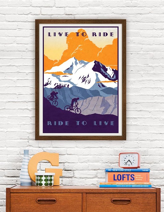 Live To Ride - vintage plakat rowerowy A2 minimalmill