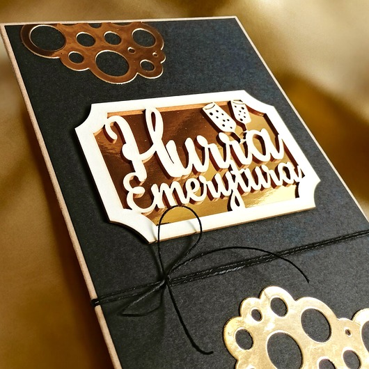 kartki scrapbooking Emerytura: KARTKA A5 z Twoimi życzeniami :: glam