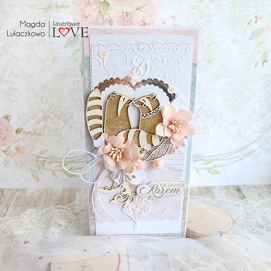 kartki scrapbooking Kartka ślubna z szopikami, pamiątka "Forest Celebration 1"GOTOWA