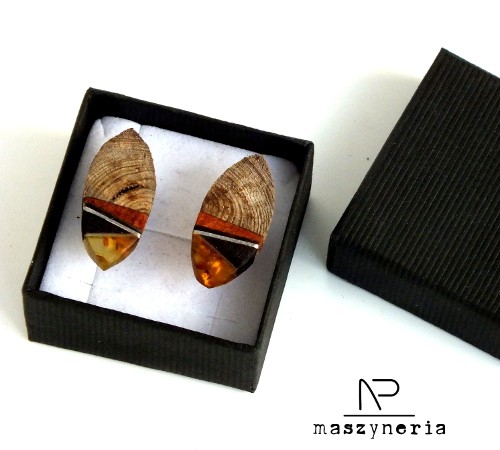 Wood&Amber Klipsy etniczne Maszyneria