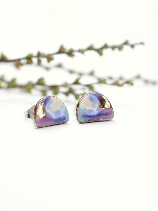 kolczyki ceramiczne Odcienie fioletu - ceramiczne kolczyki sztyfty