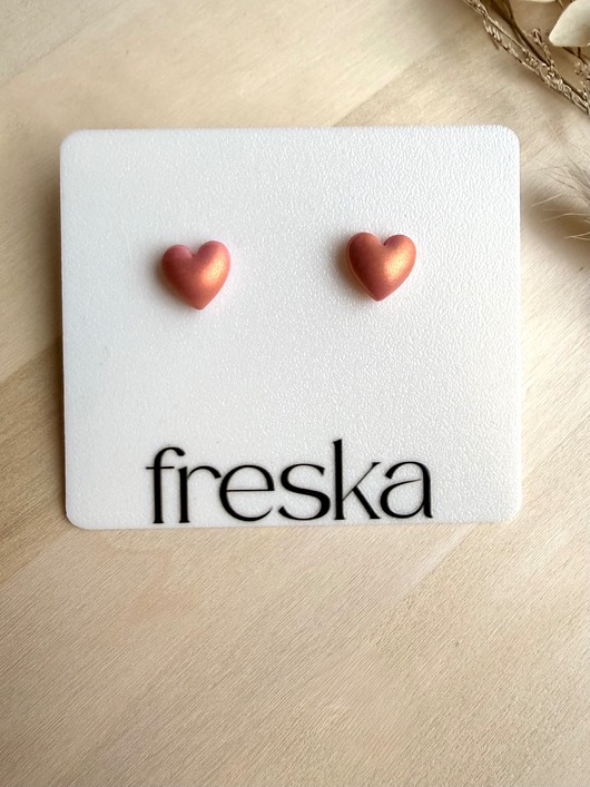 kolczyki z masy plastycznej Kolczyki Serca 3D - opalizujący pomarańcz