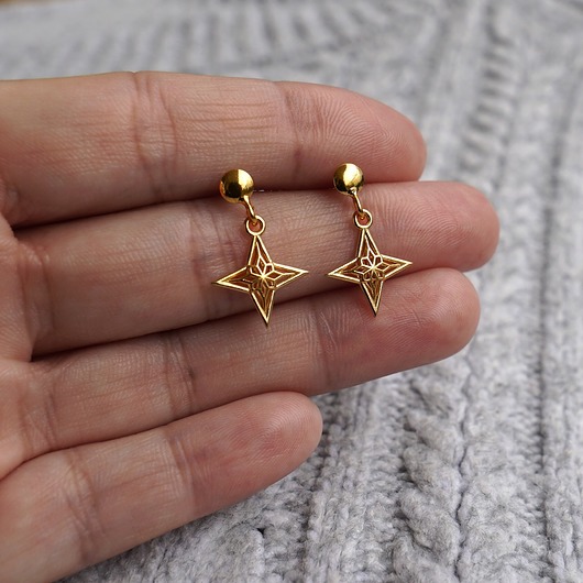 kolczyki pozłacane Róża wiatrów - pozłacane kolczyki