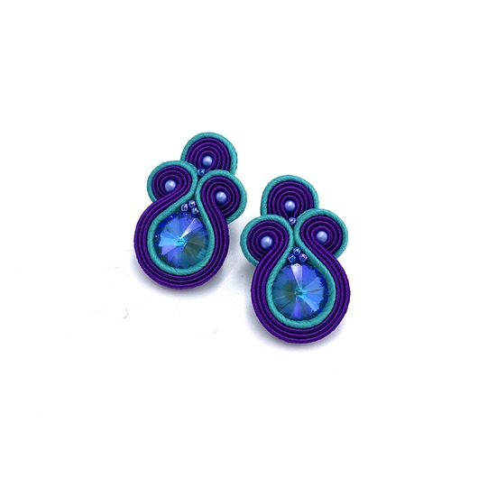 kolczyki soutache Kolczyki sutasz sztyfty morsko fioletowe klasyczne Holly