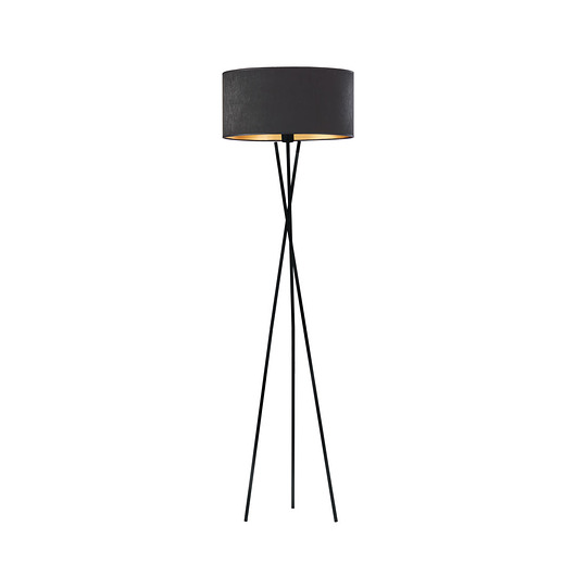 lampy podłogowe Czarna lampa podłogowa do salonu na 3 nogach PARYŻ VELUR