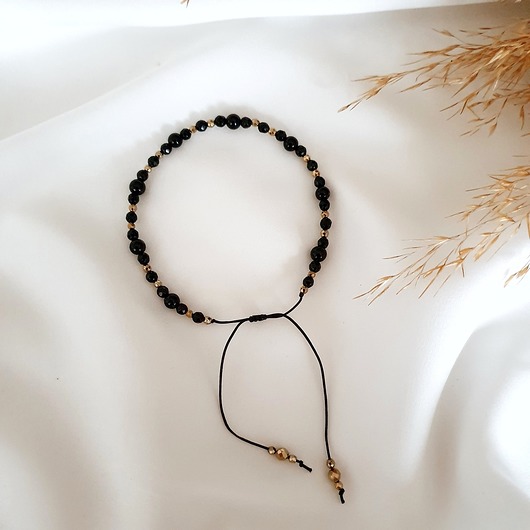 czarna bransoletka z onyksem LEI handmade 