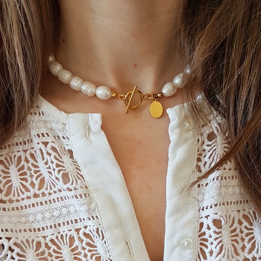 choker z pereł z zapięciem z przodu LEI handmade 