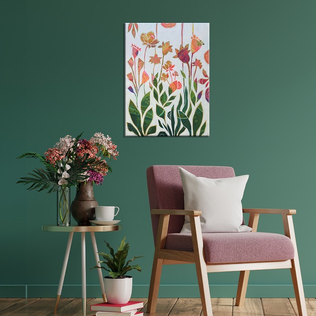 obrazy Obraz kolorowa łąka kwietna - Garden V - obraz ręcznie malowany  30x40 cm