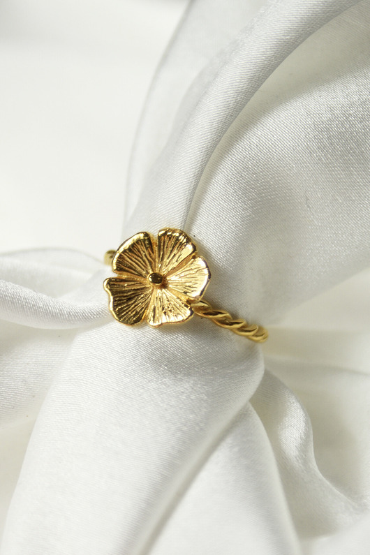 pierścionki złote Srebrny pozłacany pierścionek Cosmos, z kwiatem,  polny kwiat, HerRing