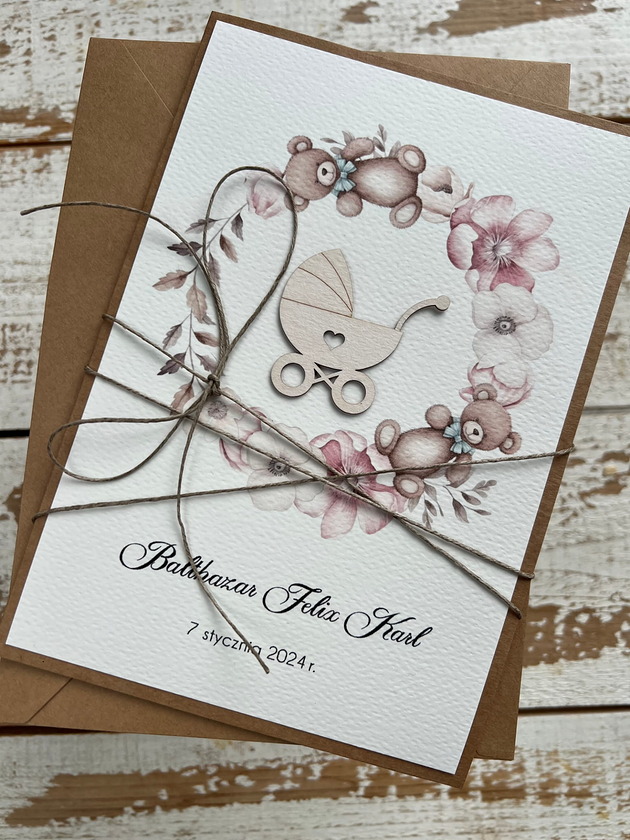 kartki scrapbooking Ręcznie robiona kartka na narodziny dziecka - kartka gratulacyjna z okazji na