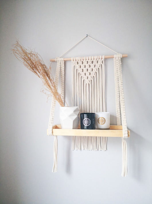 półki Makrama - półka ścienna, kwietnik, boho