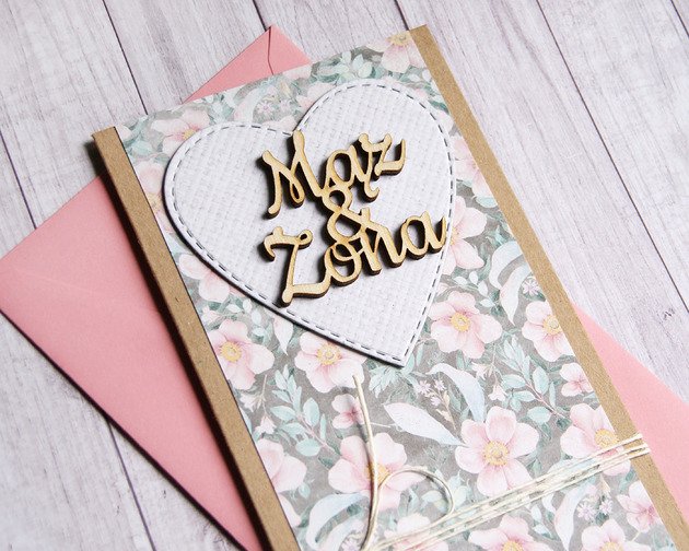 zaproszenia i kartki na ślub Kartka ślubna - PASTELOWA - mąż & żona