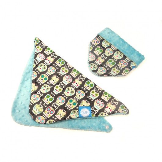  APASZKA DWUSTRONNA z minky CZACHY/JASNY TURKUS GuGa DESIGN