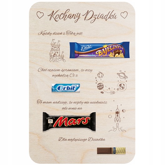 kartki scrapbooking Tabliczka DLA DZIADKA na dzień dziadka na słodycze