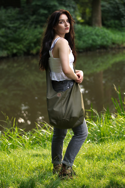 torby XXL Zielona torba hobo w stylu boho / vegan