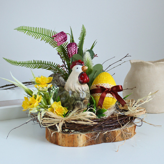 ozdoby wielkanocne Wielkanocny stroik kogut jajko