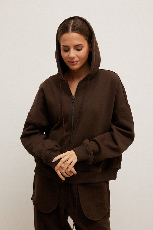 bluza z kapturem damska Bluza ELENA chocolate