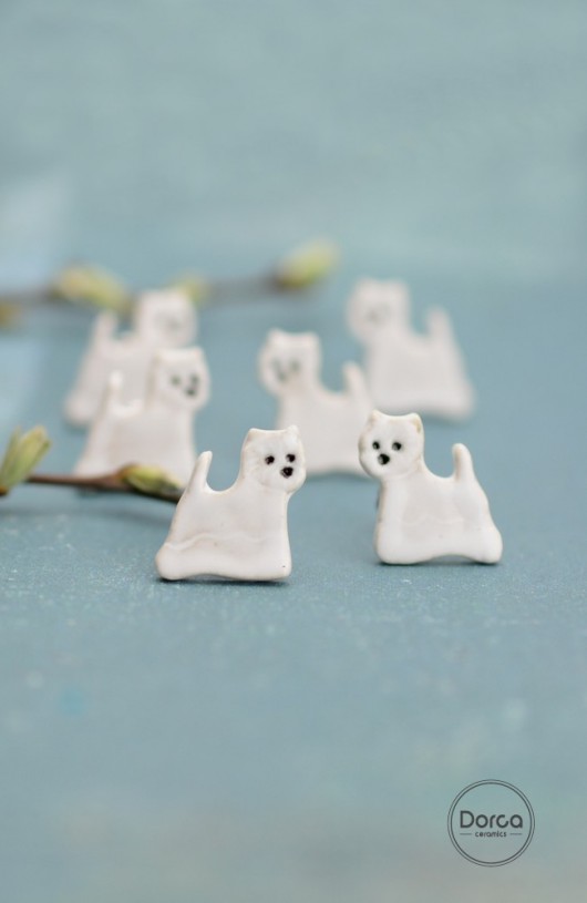 West westie mini pieski- ceramiczne kolczyki Dorca