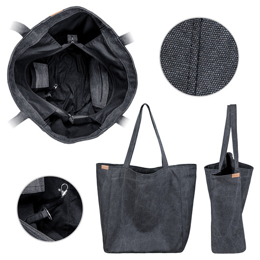 Big Lazy bag torba czarna na zamek / vegan / eco hairoo