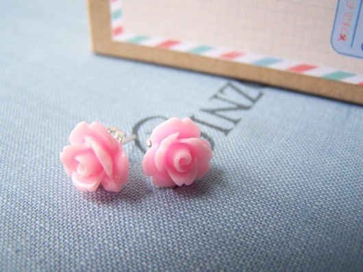 -50% Small Pink Roses - kolczyki w pudełku Not Only Paper