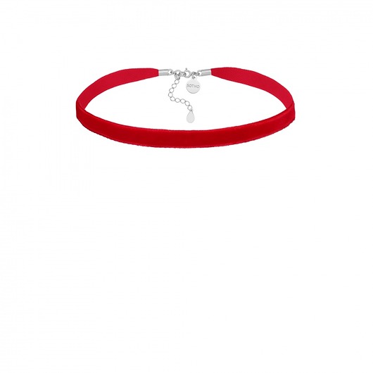 Czerwony aksamitny choker z zapięciem SOTHO