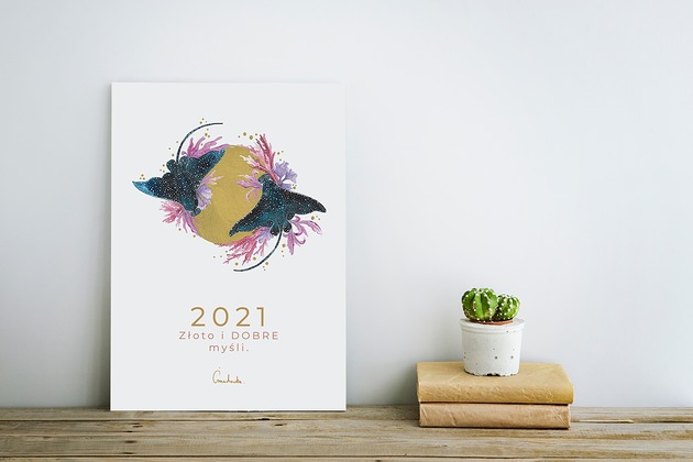 kalendarze i plannery Kalendarz ścienny 2021 Złoto i DOBRE myśli