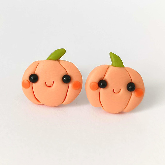 kolczyki z masy plastycznej Kolczyki dynie Kawaii