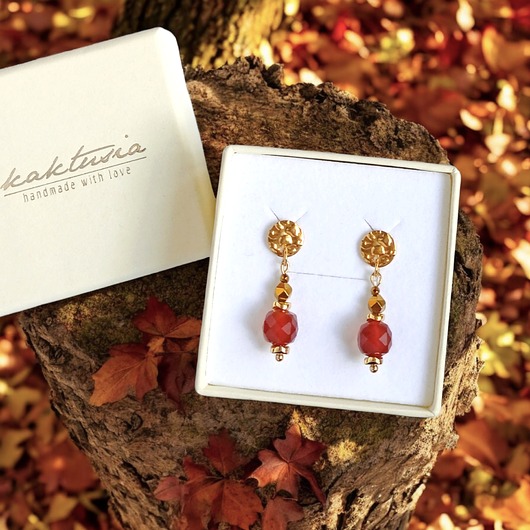 kolczyki z kamieniami Karneol : kolczyki krótkie : ozdobne sztyfty