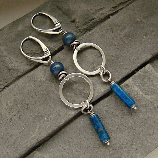 kolczyki z kamieniami Kolczyki Lapisowa geometria