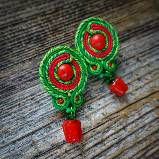 kolczyki soutache Papryczki - letnie kolczyki soutache
