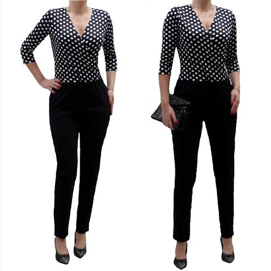 Biznesowy kombinezon grochy roz 48 MC Fashion