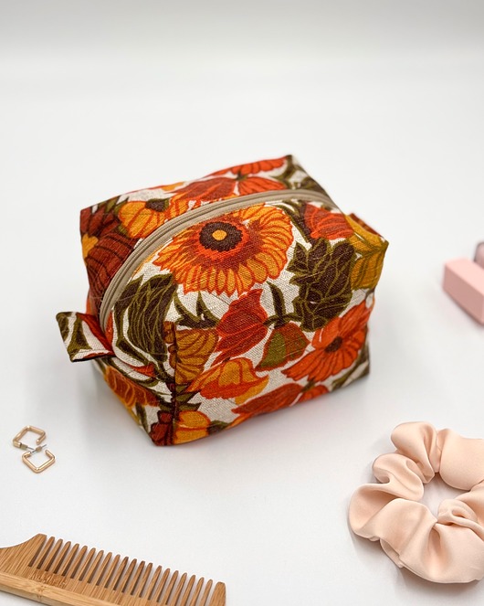 kosmetyczki Kosmetyczka kostka Vintage kwiaty