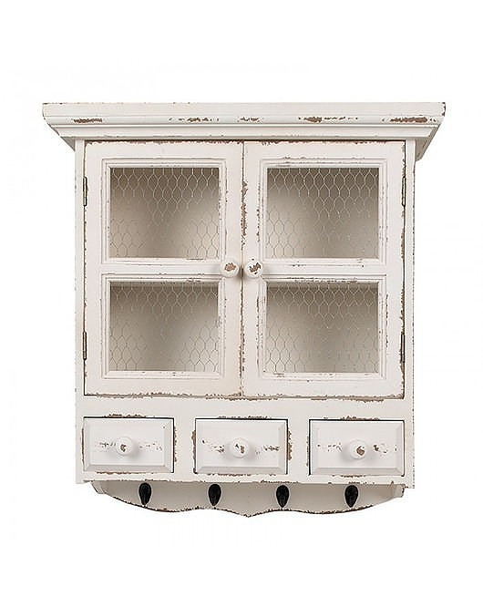 szafki Szafka Wisząca Witryna Wisząca z Szufladami Antique White