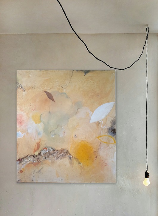 obrazy "Levitation" 80x90 cm, pigmenty ziemne, akryl