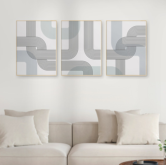 plakaty Zestaw 3  geometrycznych plakatów liniowych, do salonu, sypialni.