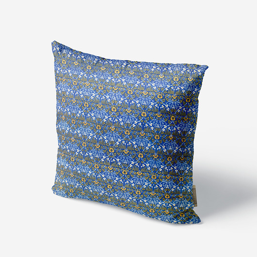poduszki z grafiką Granatowa poduszka dekoracyjna -  Świetlik - William Morris